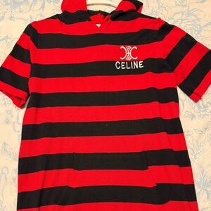 Black & Red Striped Knit Tee Dress